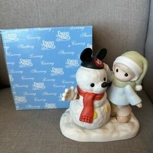 Precious‎ Moments Disney 690011 There's Magic In Those Ears Mickey Snowman EUC